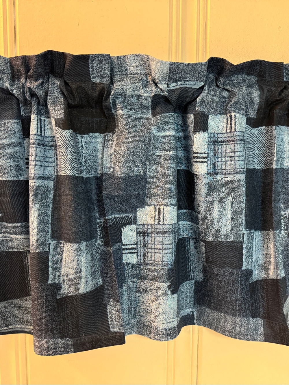 Denim patchwork  window valance curtain